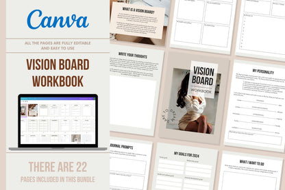 Vision Board Workbook - 22 Pages