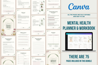 Mental Health Planner & Workbook - 75 Pages