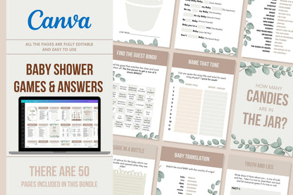 Baby Shower Games & Answers - 50 Pages