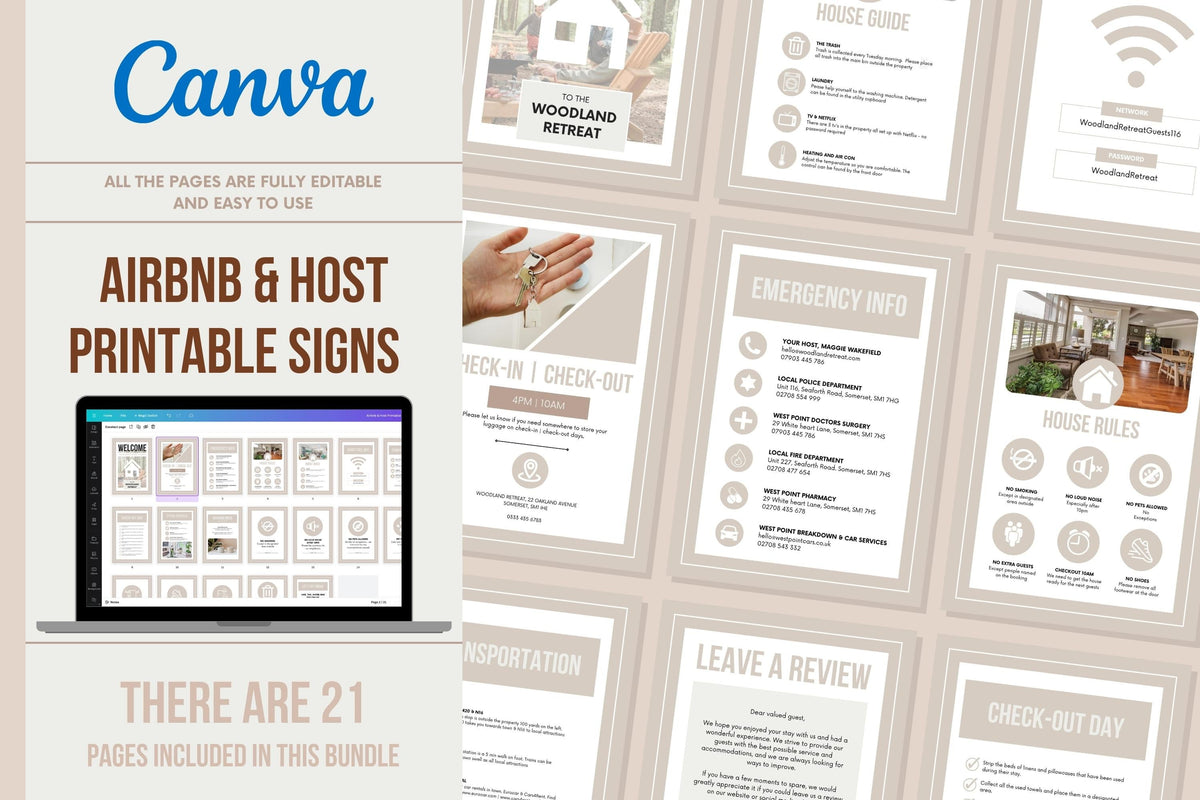 Airbnb & Host Printable Signs - 21 Pages
