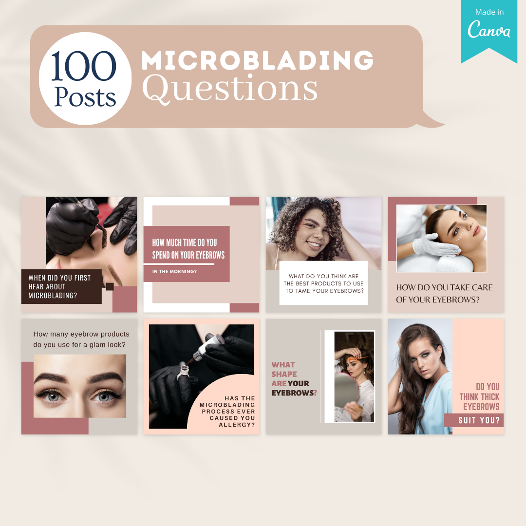 300 Microblading Posts -  Social Media Canva Templates