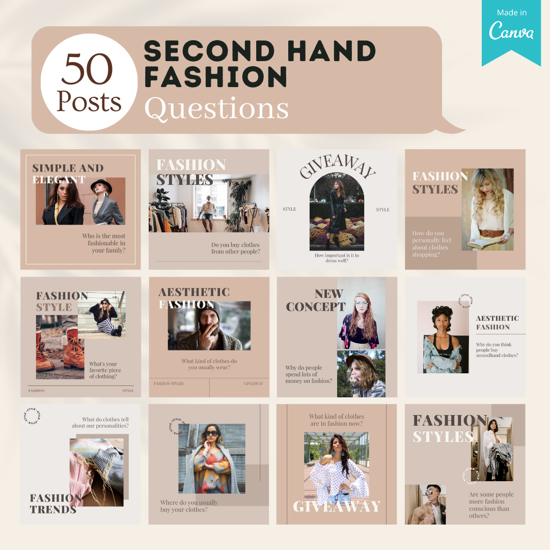 250 Second Hand Fashion Posts - Social Media Templates