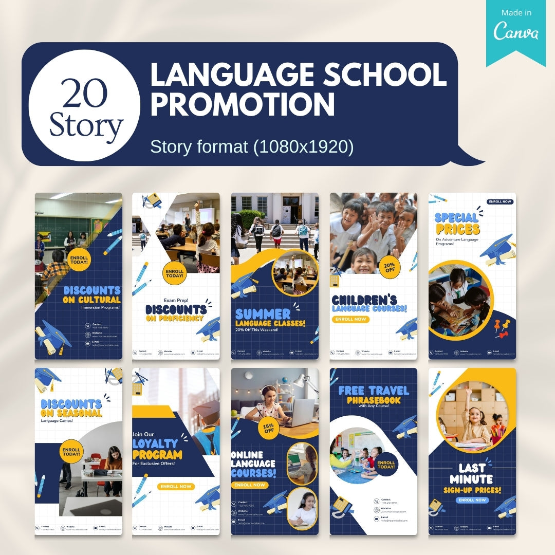 70 Language School Promotion Canva Templates
