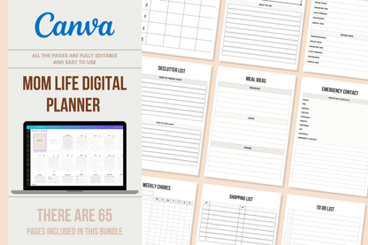 Mom Life Digital Planner - 65 Pages