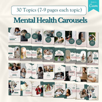 Mental Health Carousels Bundle - 30 Done-For-You Topics