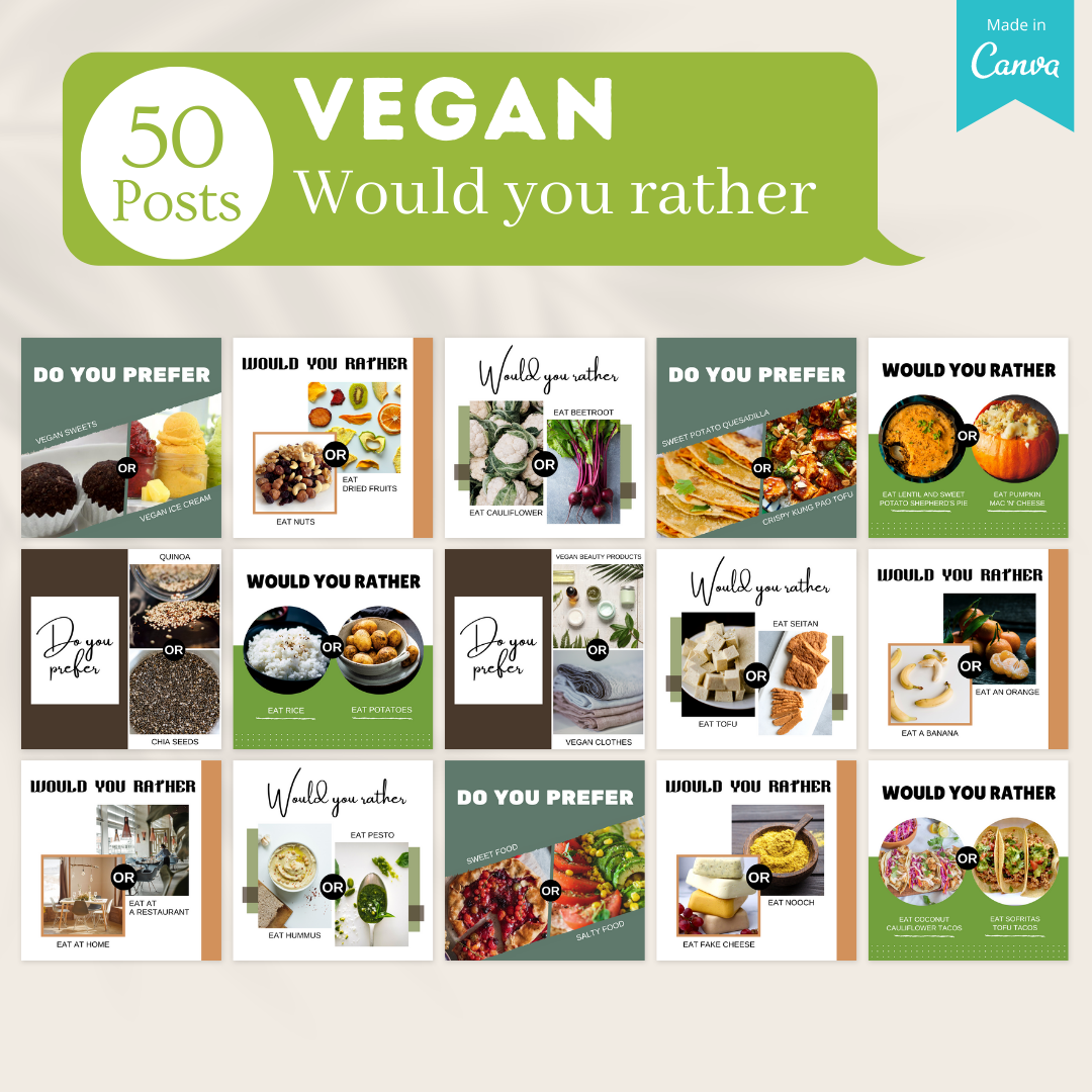 400 Vegan Posts -  Social Media Templates