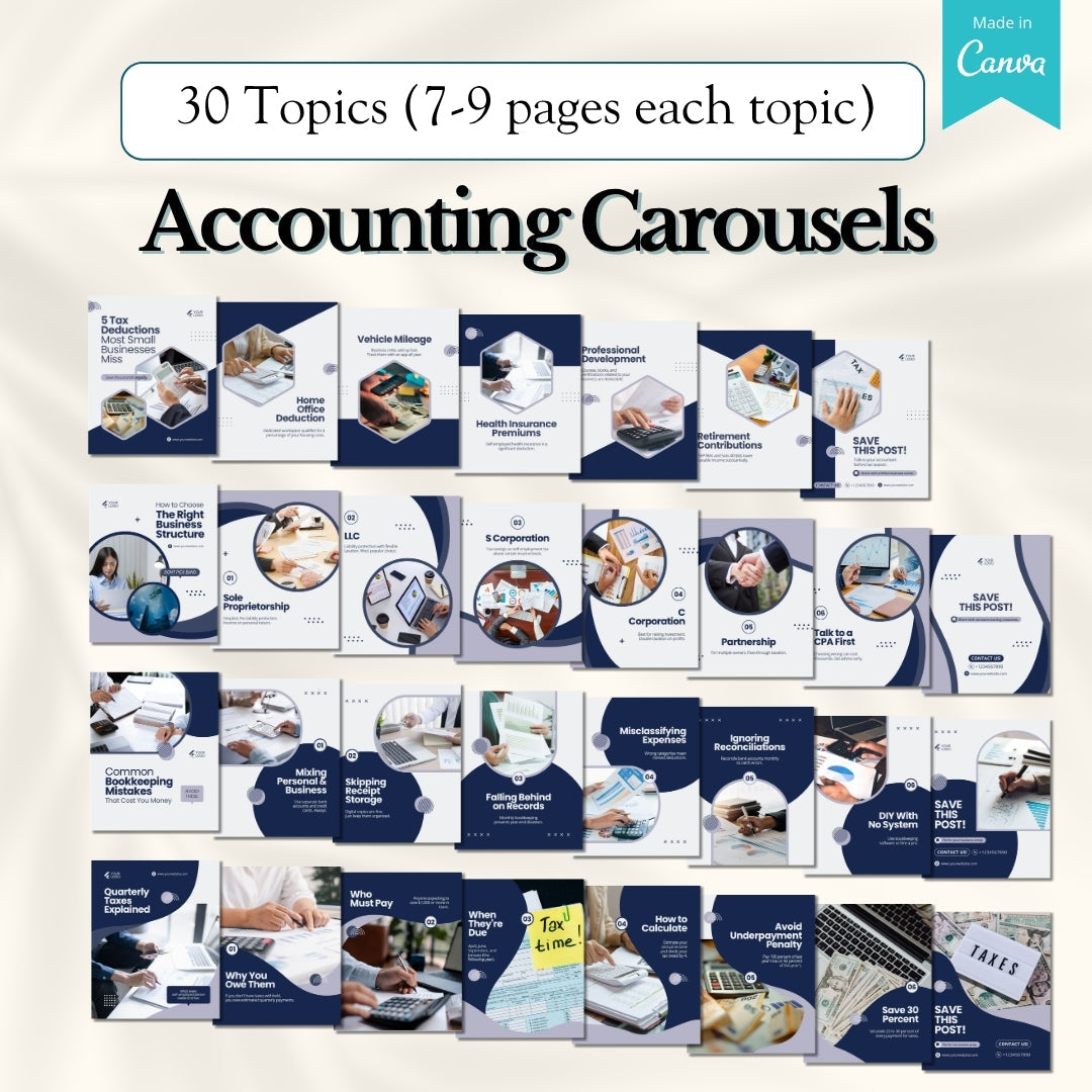 Accounting Carousels Bundle - 30 Done-For-You Topics