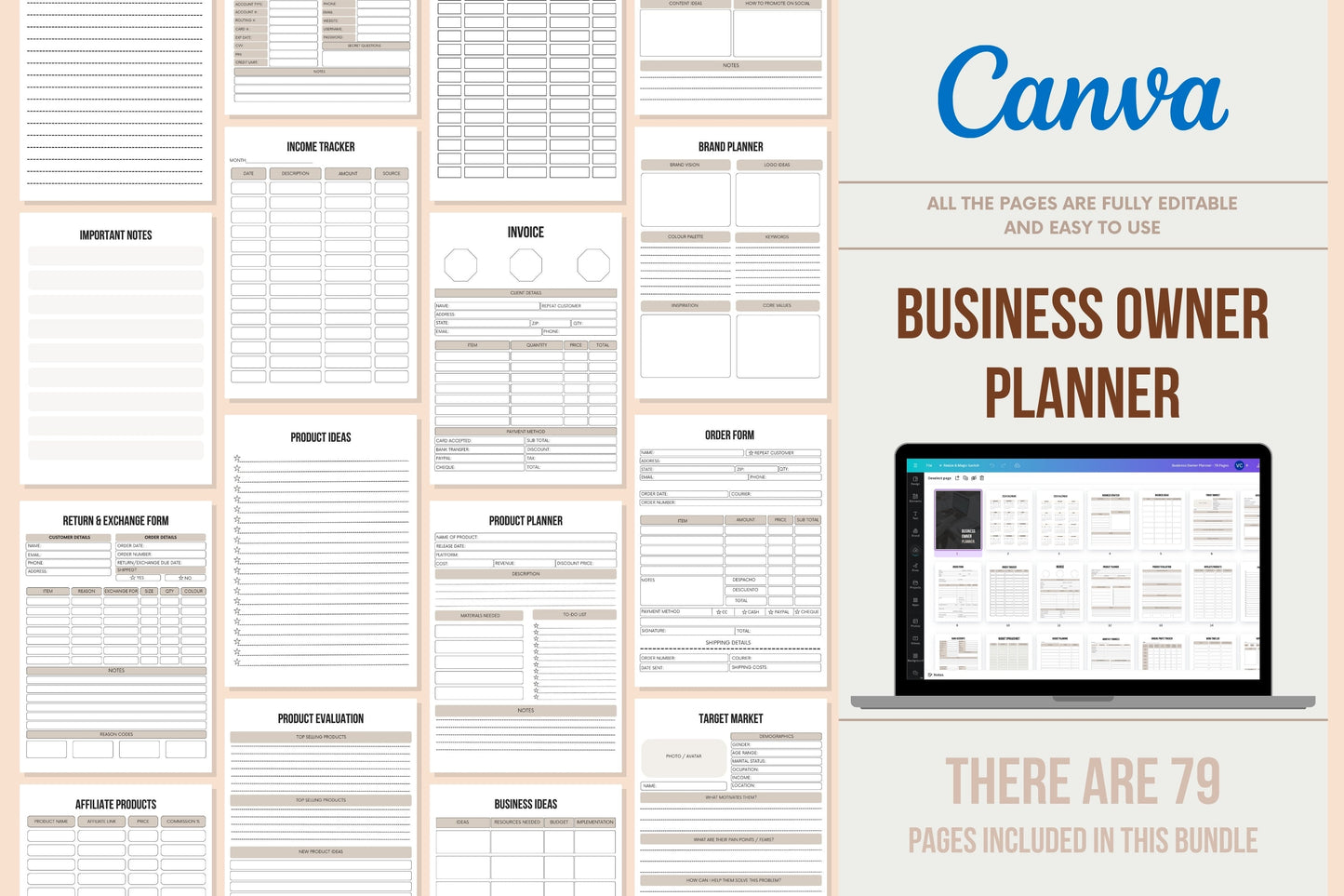 Business Owner Planner - 79 Pages