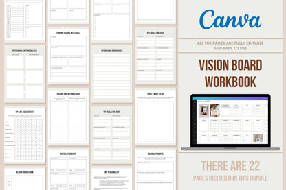 Vision Board Workbook - 22 Pages