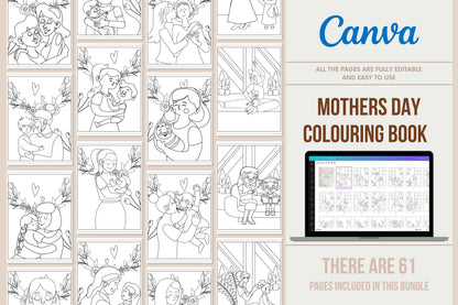 Mothers day colouring book - 61 pages