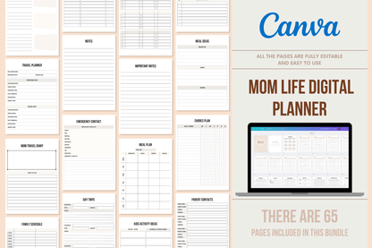 Mom Life Digital Planner - 65 Pages