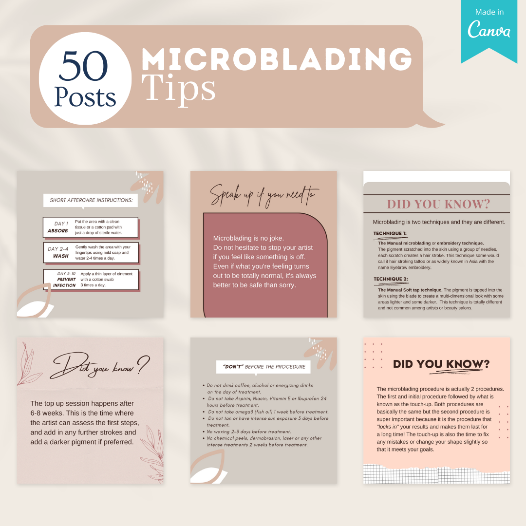 300 Microblading Posts -  Social Media Canva Templates