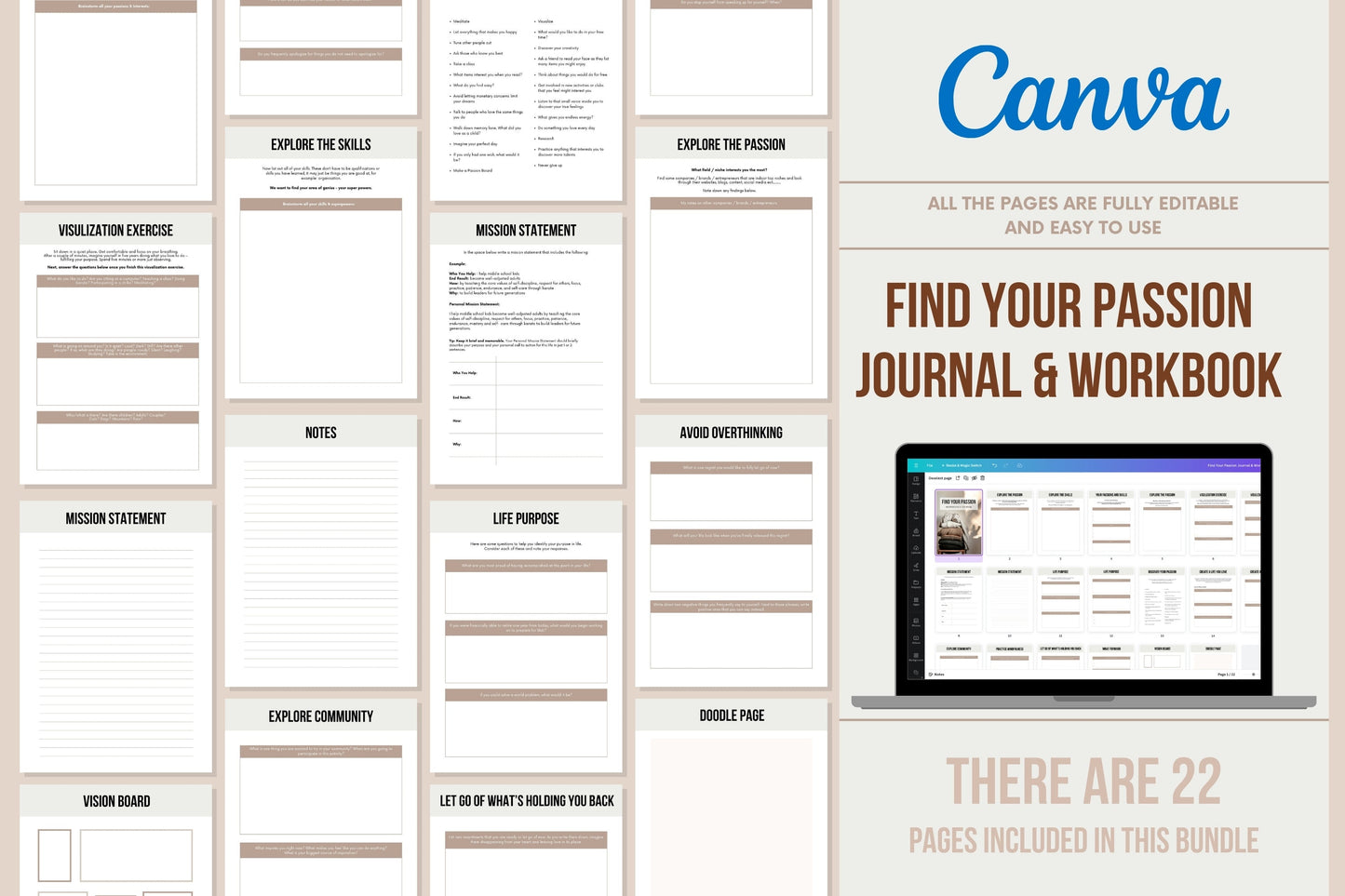 Find Your Passion Journal & Workbook - 22 Pages