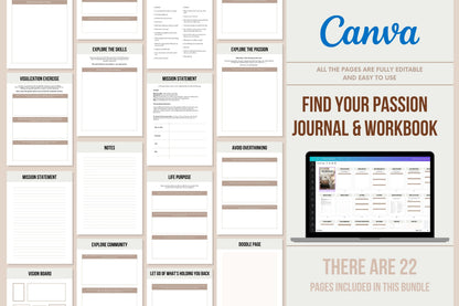 Find Your Passion Journal & Workbook - 22 Pages