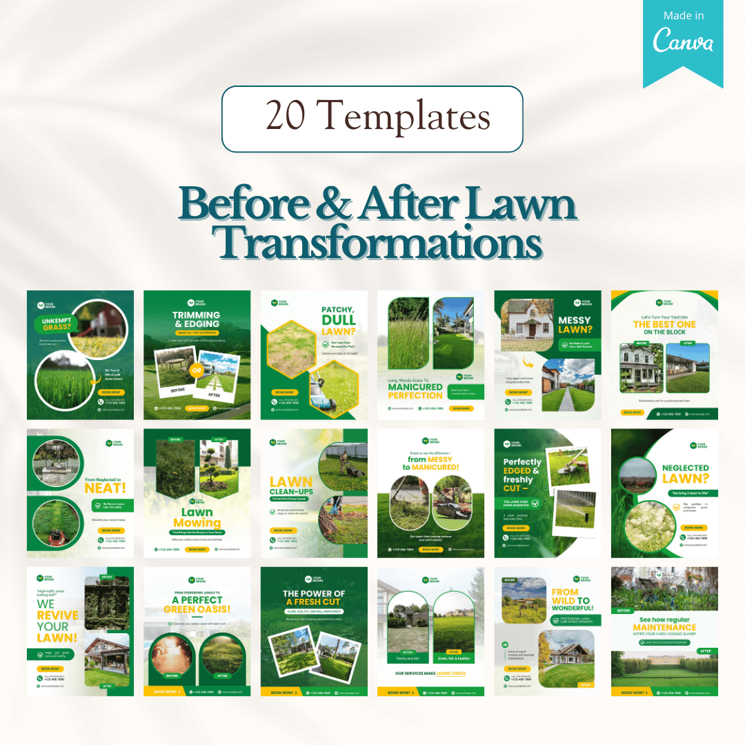 100 Lawn Mower Services Canva Templates