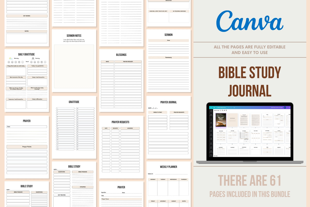 Bible Study Journal - 61 Pages