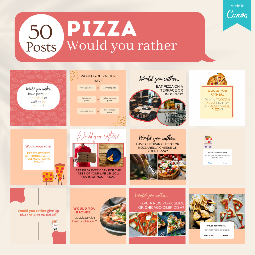 200 Pizza Restaurant Posts - Social Media Templates
