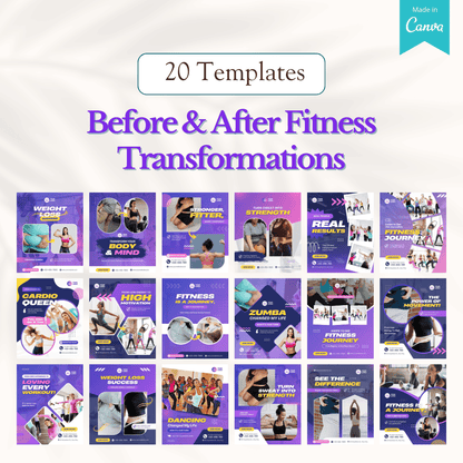 100 Aerobics & Zumba Canva Templates