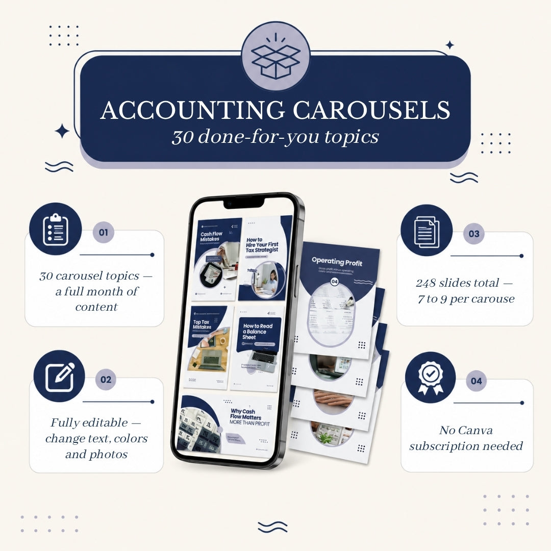 Accounting Carousels Bundle - 30 Done-For-You Topics