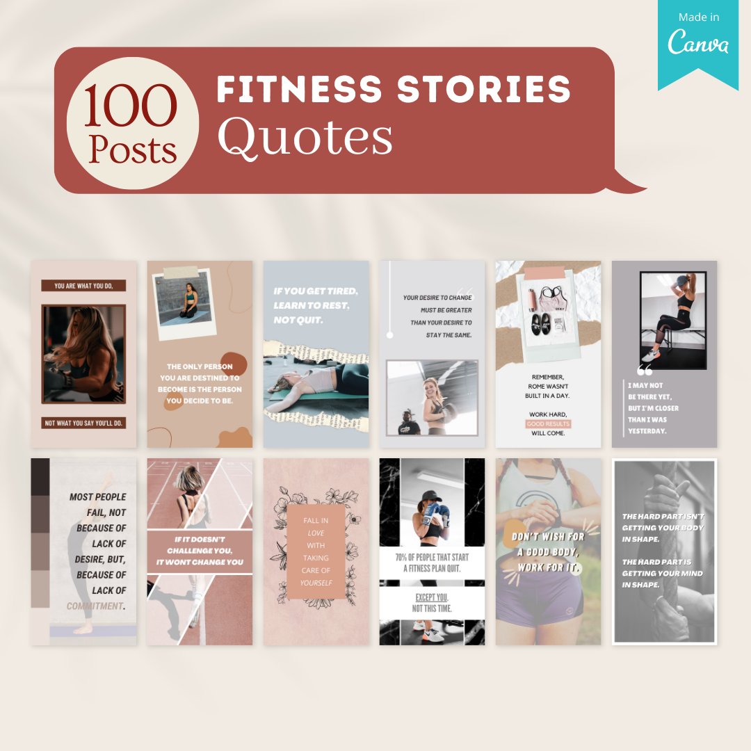 300 Fitness Stories Posts - Social Media Templates