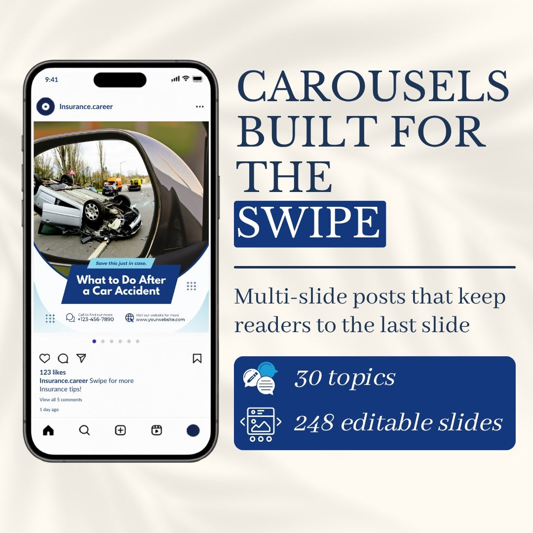 Insurance Agent Carousels Bundle - 30 Done-For-You Topics
