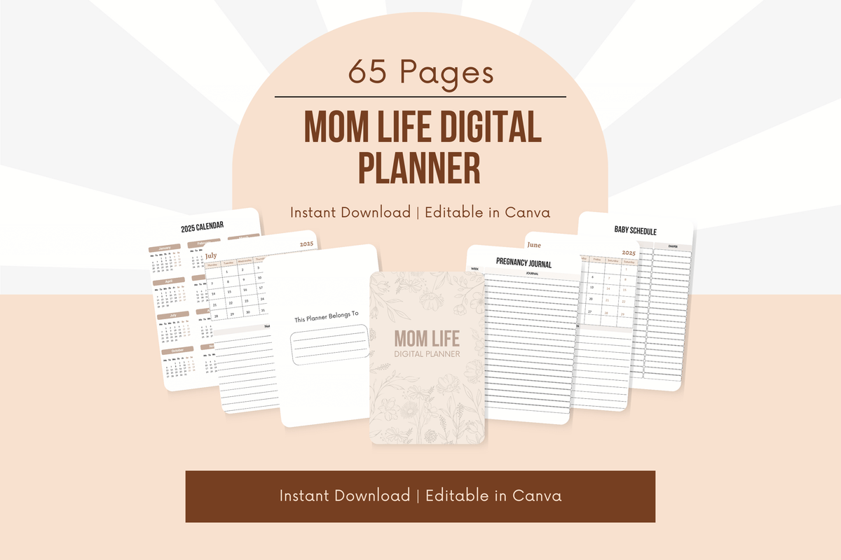 Mom Life Digital Planner - 65 Pages