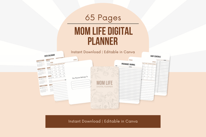 Mom Life Digital Planner - 65 Pages