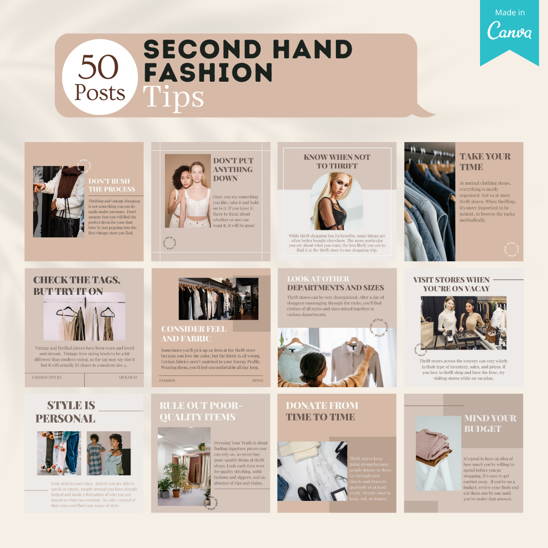 250 Second Hand Fashion Posts - Social Media Templates