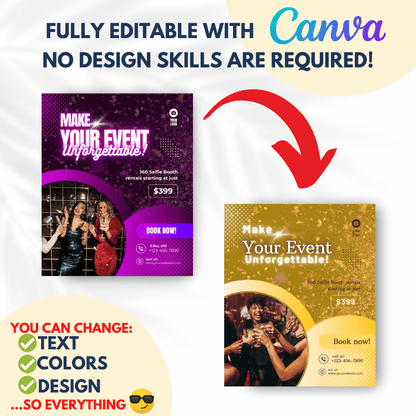 Selfie Booth Promotion Canva Templates