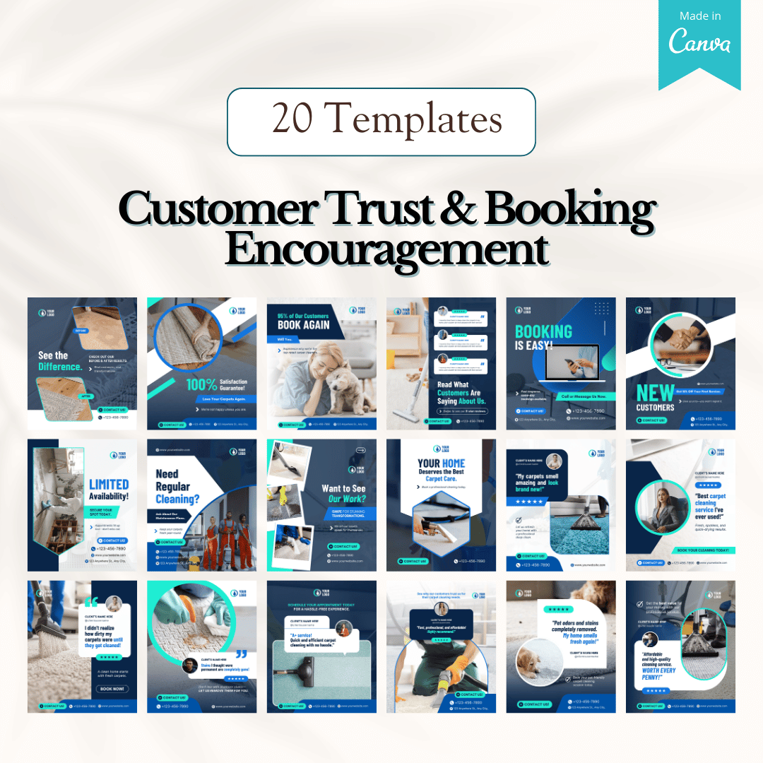 100 Carpet Cleaning Services Canva Templates