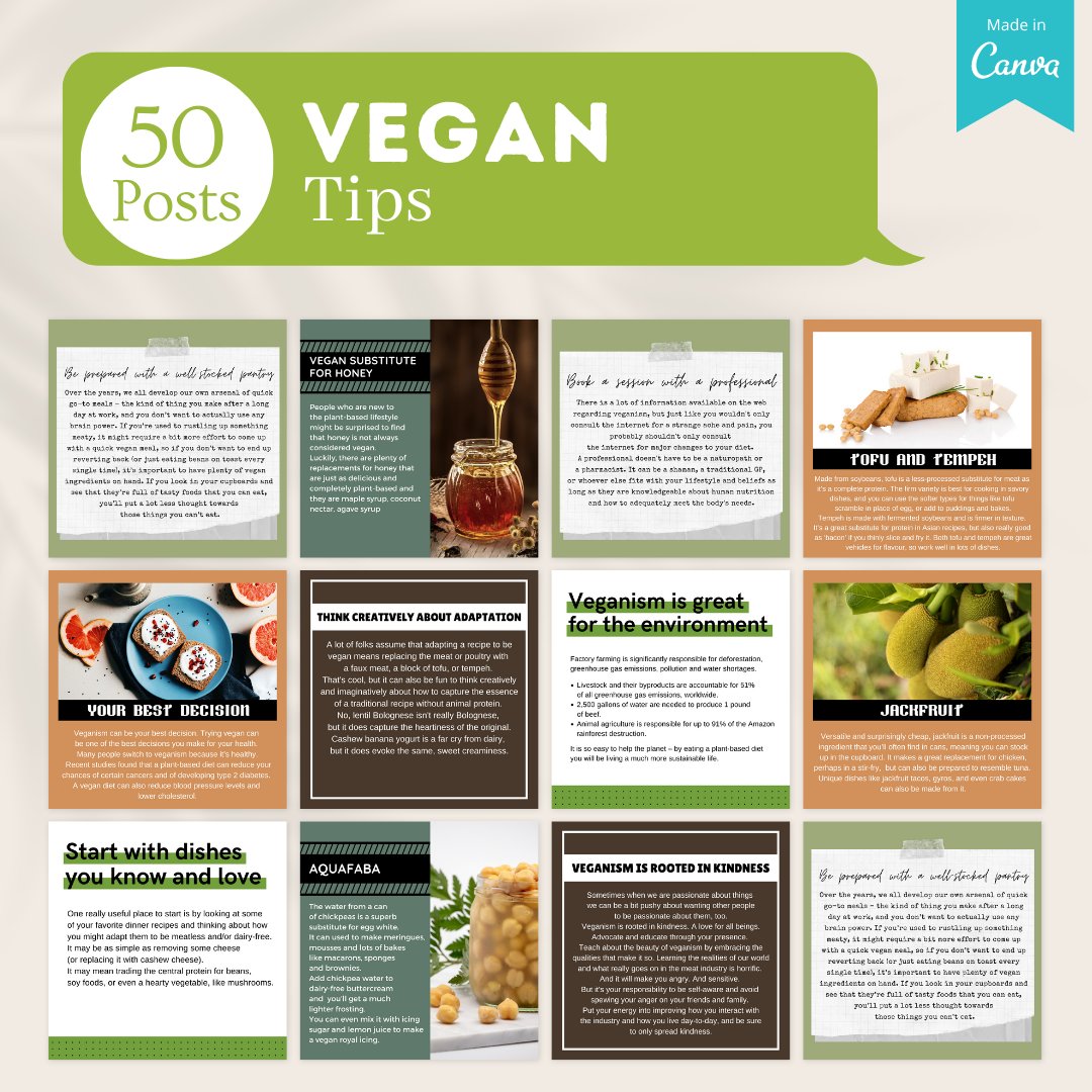 400 Vegan Posts -  Social Media Templates