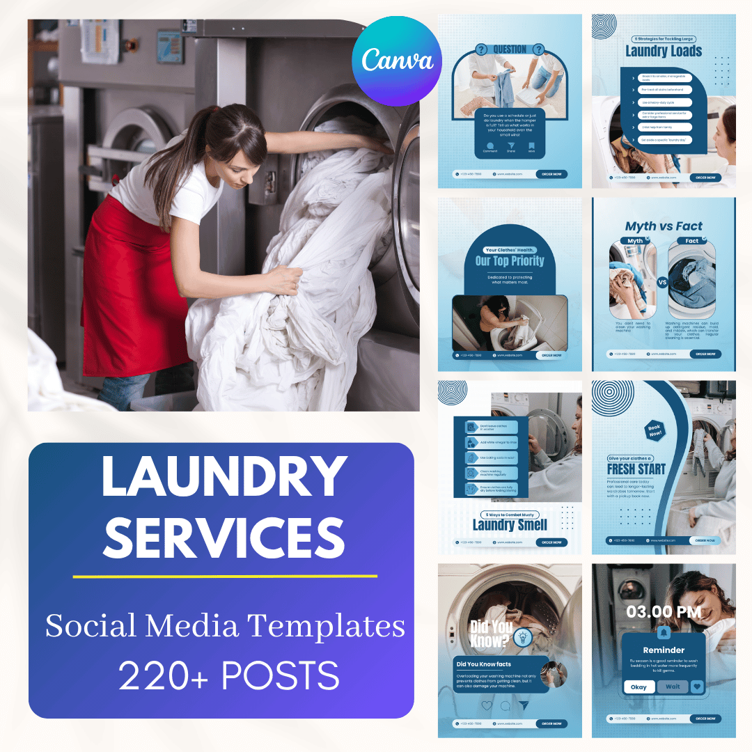 220 Laundry Services Canva Templates