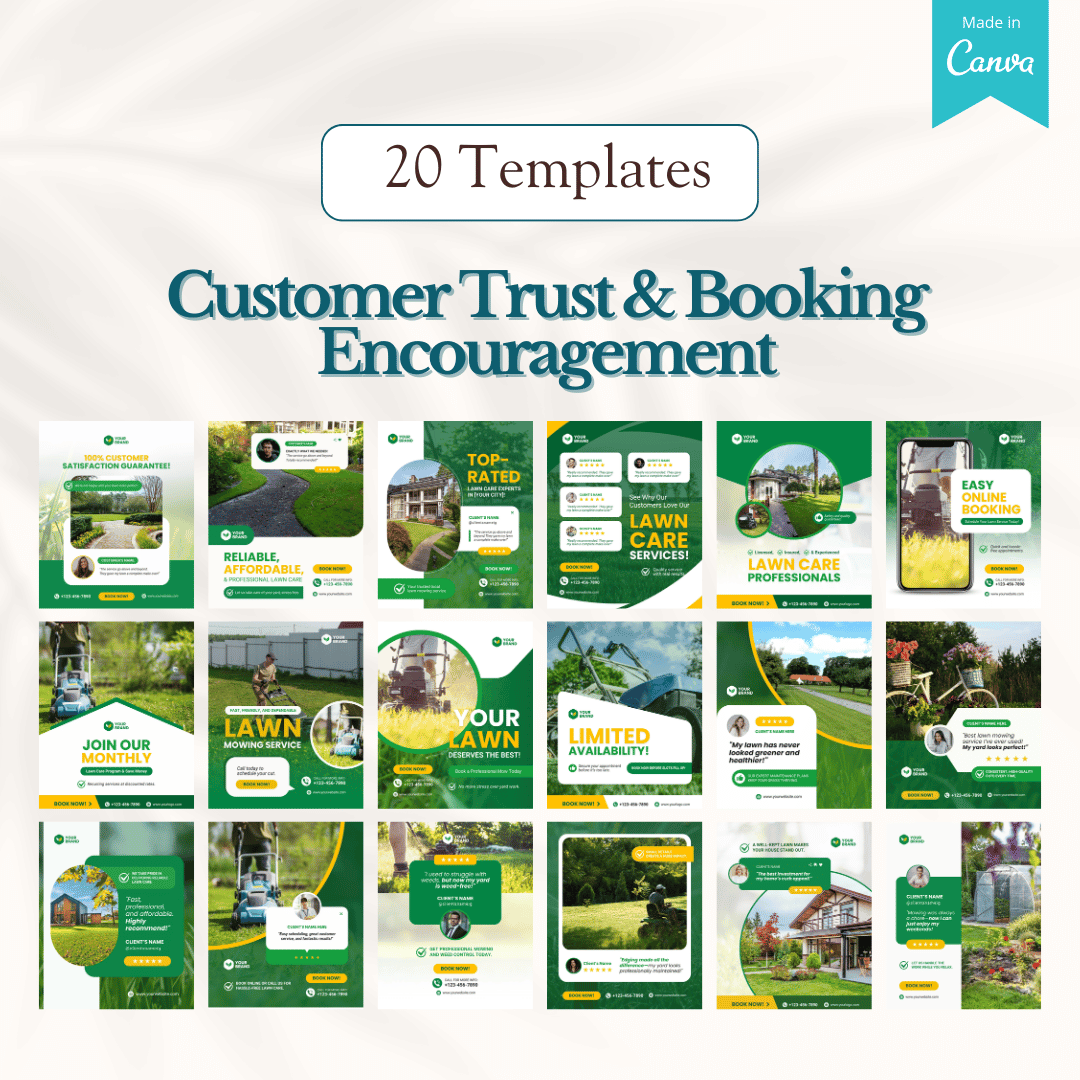 100 Lawn Mower Services Canva Templates
