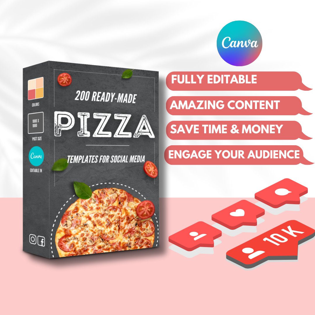 200 Pizza Restaurant Posts - Social Media Templates
