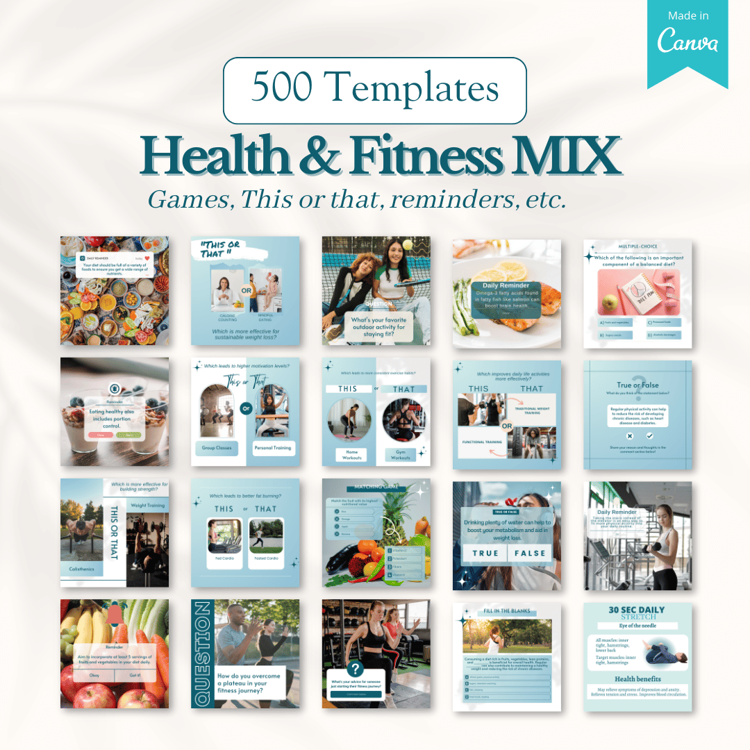 Fitness, Nutrition & Health Bundle - Social Media Templates