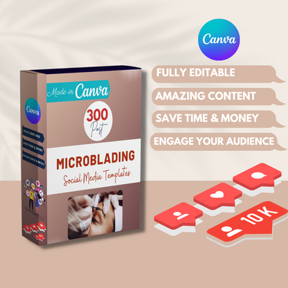300 Microblading Posts -  Social Media Canva Templates