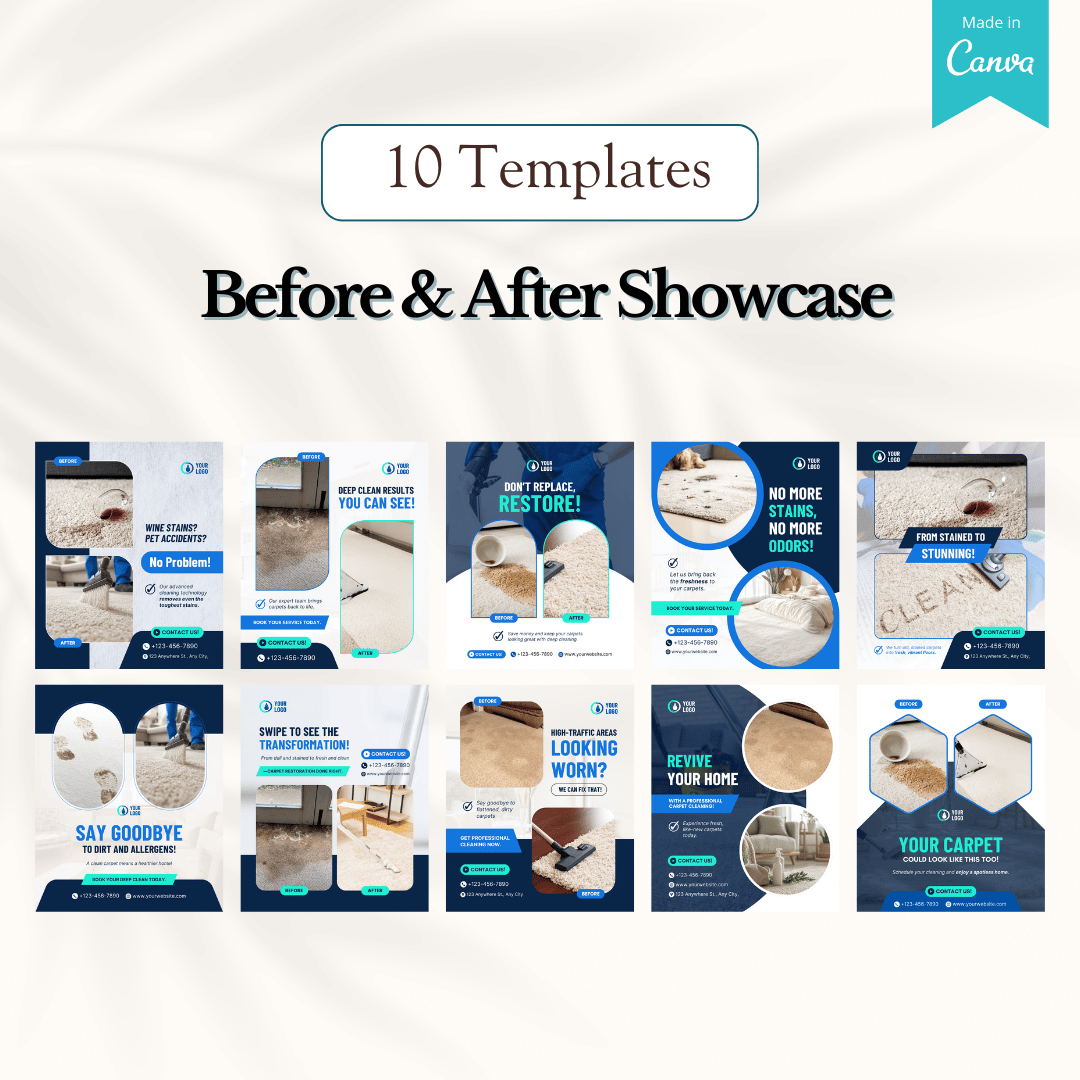100 Carpet Cleaning Services Canva Templates