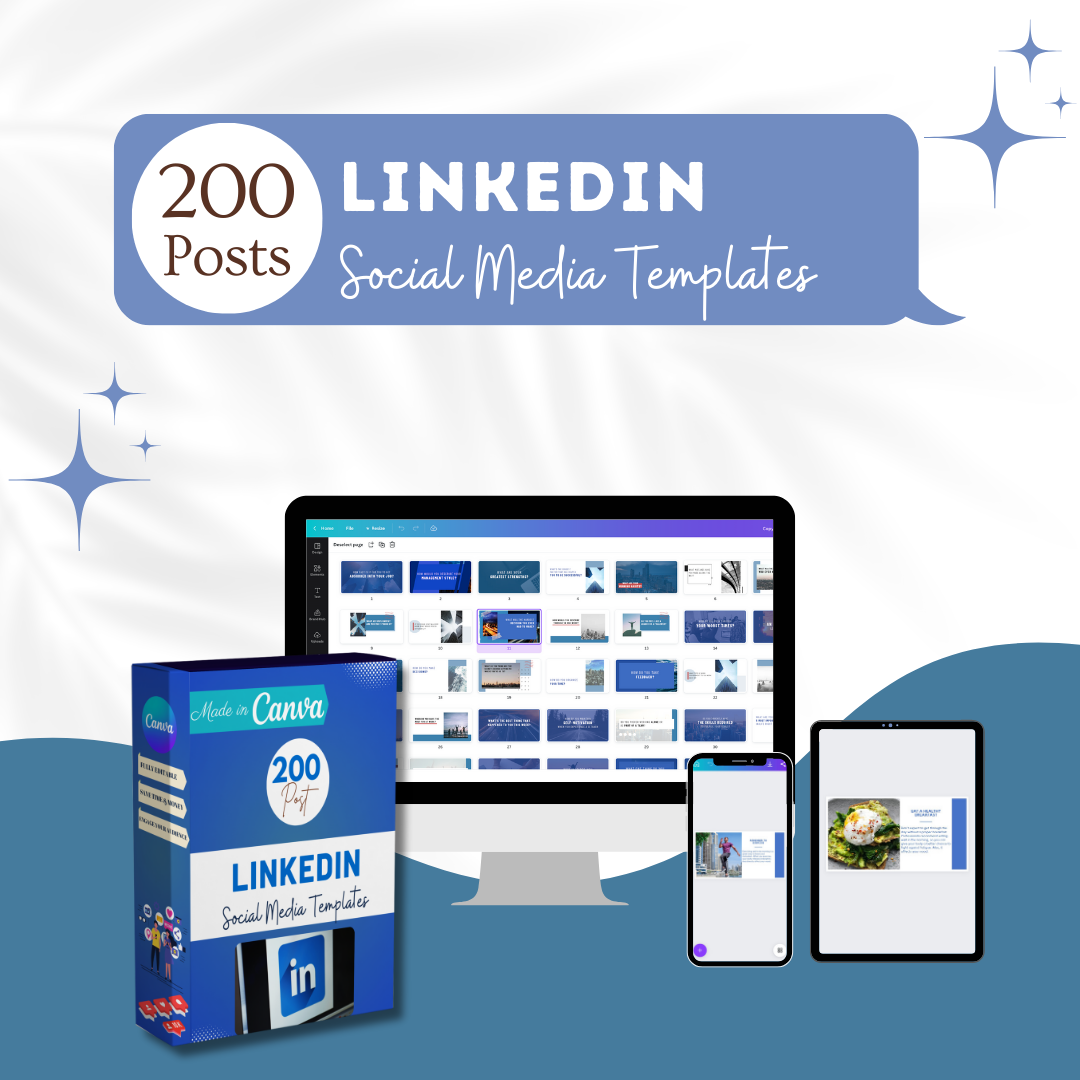 200 LinkedIn Posts  - Social Media Templates
