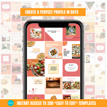 200 Pizza Restaurant Posts - Social Media Templates