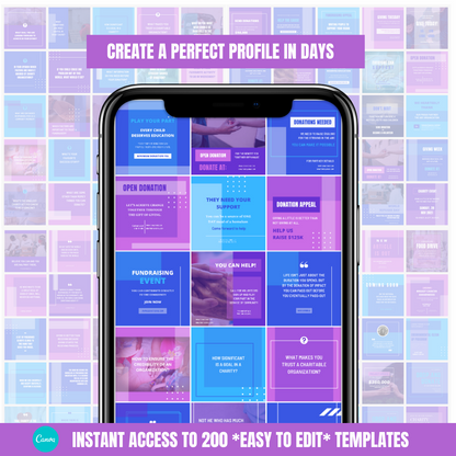 200 Nonprofit Organization Posts -  Social Media Templates