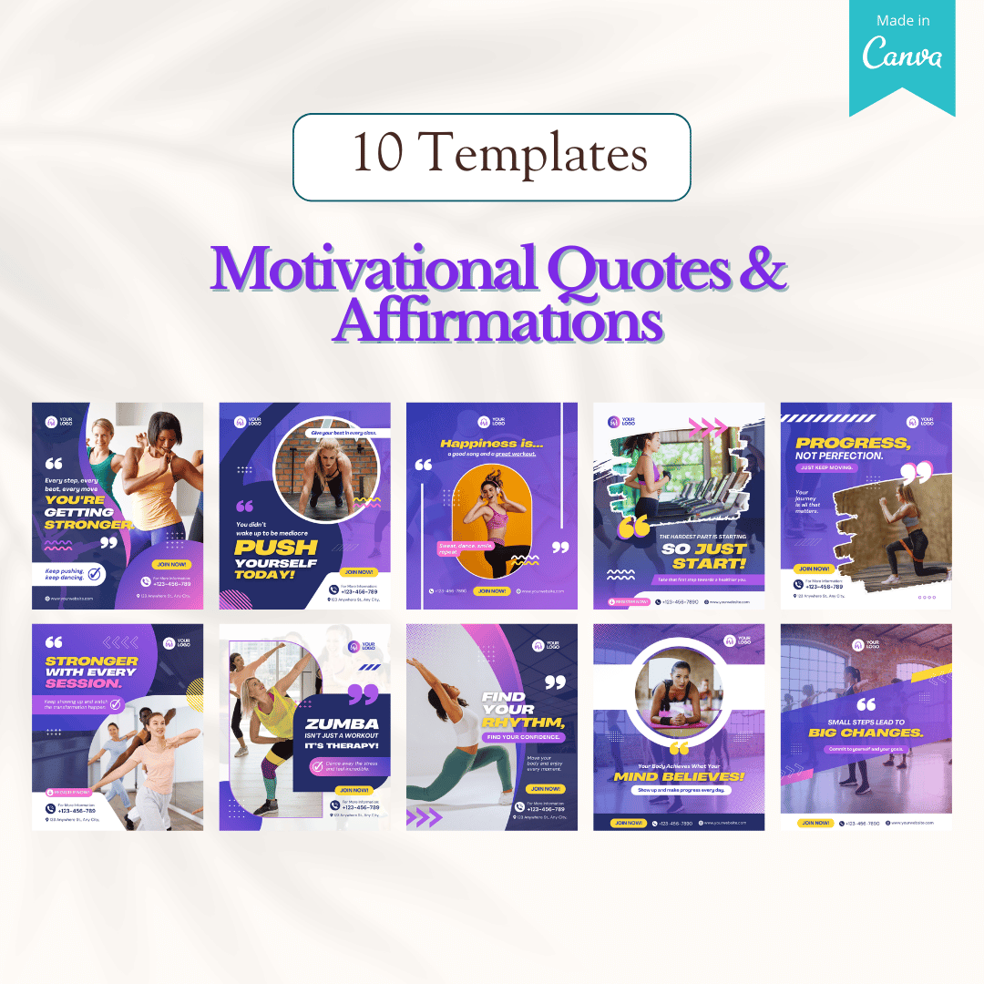 100 Aerobics & Zumba Canva Templates