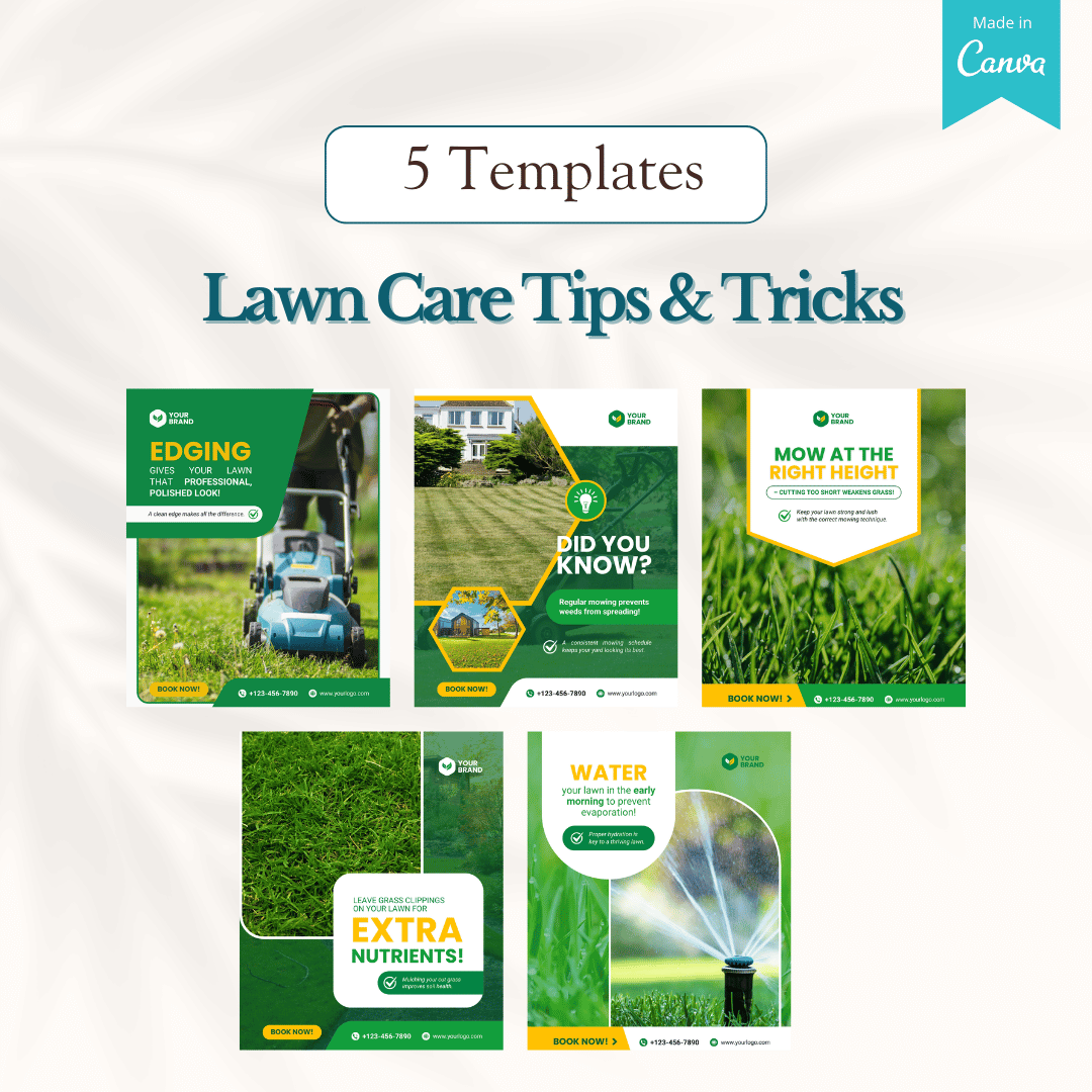 100 Lawn Mower Services Canva Templates