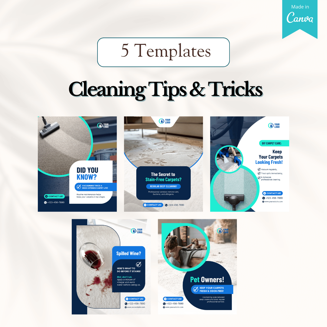 100 Carpet Cleaning Services Canva Templates