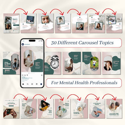Mental Health Carousels Bundle - 30 Done-For-You Topics