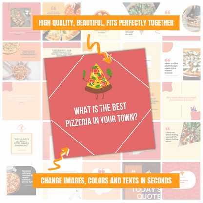 200 Pizza Restaurant Posts - Social Media Templates