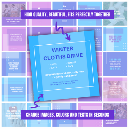 200 Nonprofit Organization Posts -  Social Media Templates