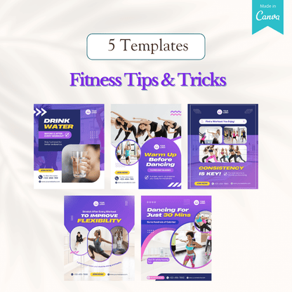 100 Aerobics & Zumba Canva Templates