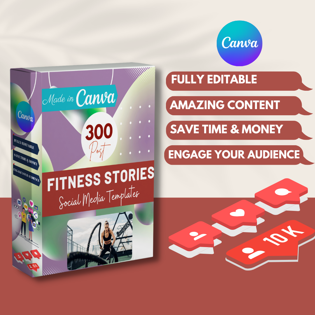 300 Fitness Stories Posts - Social Media Templates