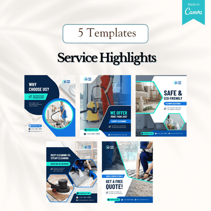 100 Carpet Cleaning Services Canva Templates