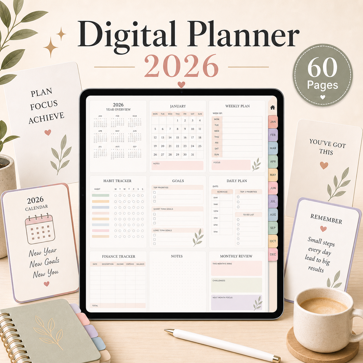 Digital Planner 2026 - 60 Pages